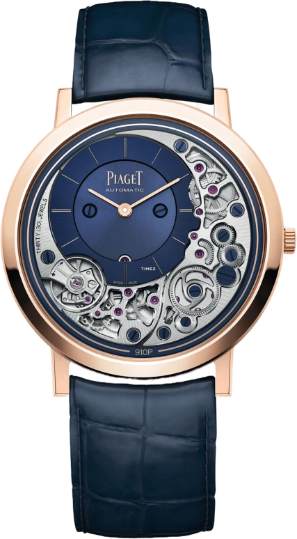 Piaget,Altiplano 41mm,41mm,Rose Gold,Blue,Skeleton,Handwound,Sapphire,Crystal Glass,Round,G0A44535
