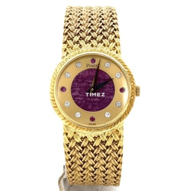 Piaget,Other 23mm,23mm,Yellow Gold,Gold,Purple Red,Handwound,Sapphire,Crystal Glass,Round,942D4