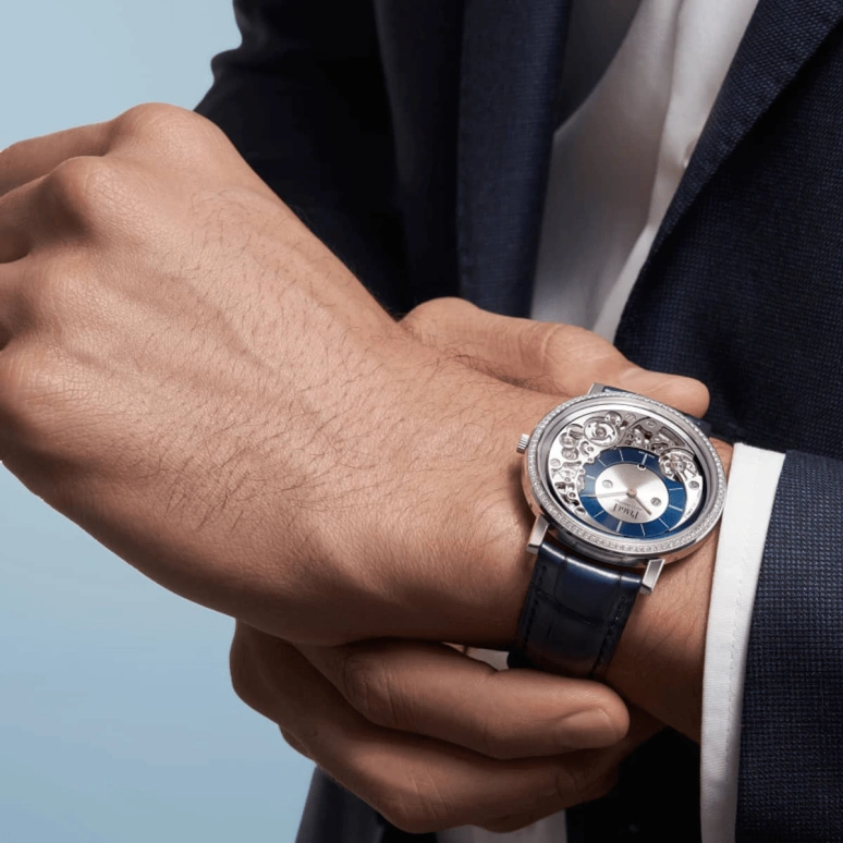 Piaget,Altiplano 41mm,41mm,White Gold,Silver,Blue,Automatic,In-house Caliber,Sapphire,Crystal Glass,G0A45121