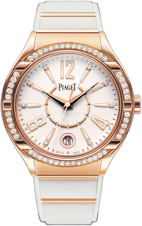 Piaget,Polo 38mm,38mm,Rose Gold,White,In-house Caliber,Sapphire,Crystal Glass,G0A35013