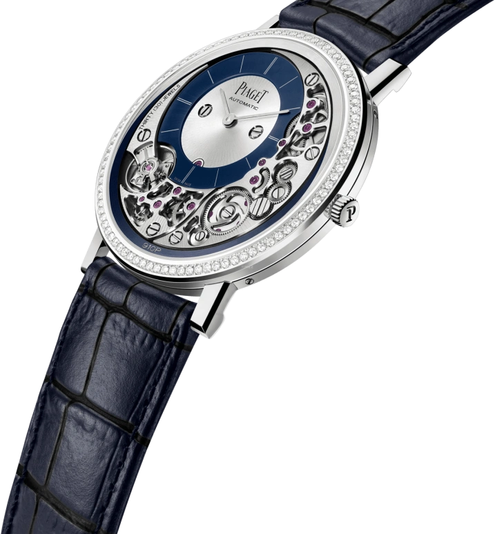 Piaget,Altiplano 41mm,41mm,White Gold,Silver,Blue,Automatic,In-house Caliber,Sapphire,Crystal Glass,G0A45121