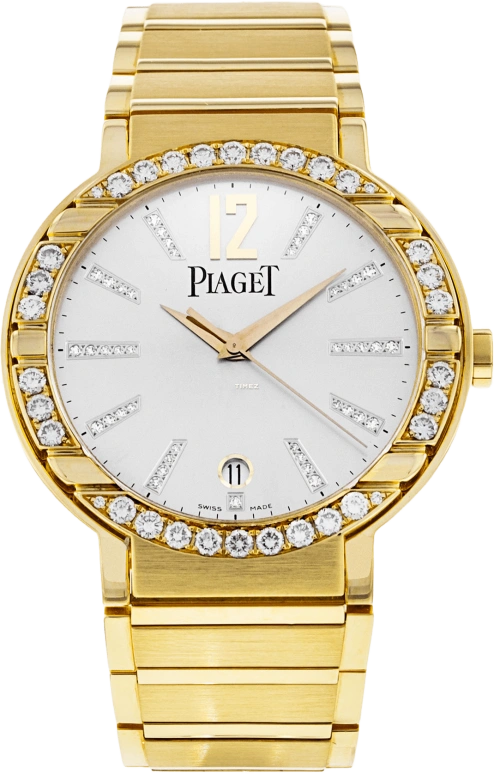 Piaget,Polo 38mm,38mm,Yellow Gold,Sapphire,Crystal Glass,Setting,Diamonds,Open,G0A26024