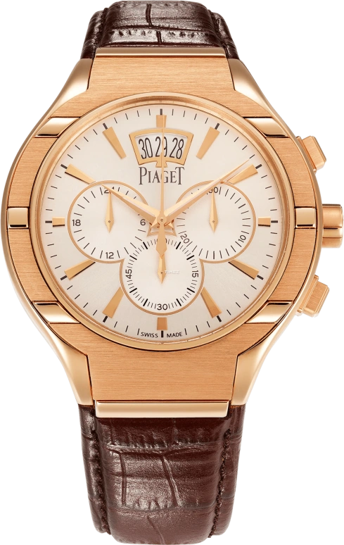 Piaget,Polo 43mm,43mm,Pink Gold,Beige,Automatic,Chronograph,Day,Dule Time,Flyback,50hours,In-house Caliber,G0A38039