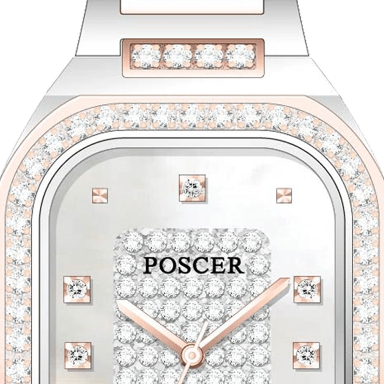 POSCER,Coronet 27.50x21.50mm,27.50x21.50mm,Stainless Steel,Silver,Quartz,Sapphire,Glass,Rectangular,P,P.8319L.RRW