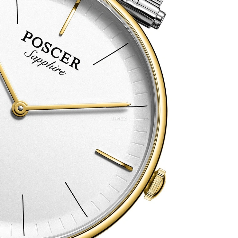 POSCER,Simple love 39mm,39mm,Stainless Steel,Silver,Quartz,Day,Sapphire,Glass,P,P.8278M.VVW
