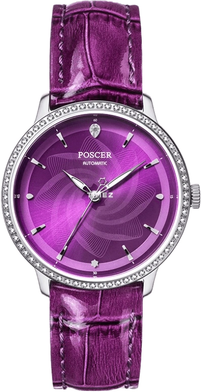 POSCER,Only 32mm,32mm,Stainless Steel,Purple,Automatic,Sapphire,Glass,Round,P,P.6157L.WZZ