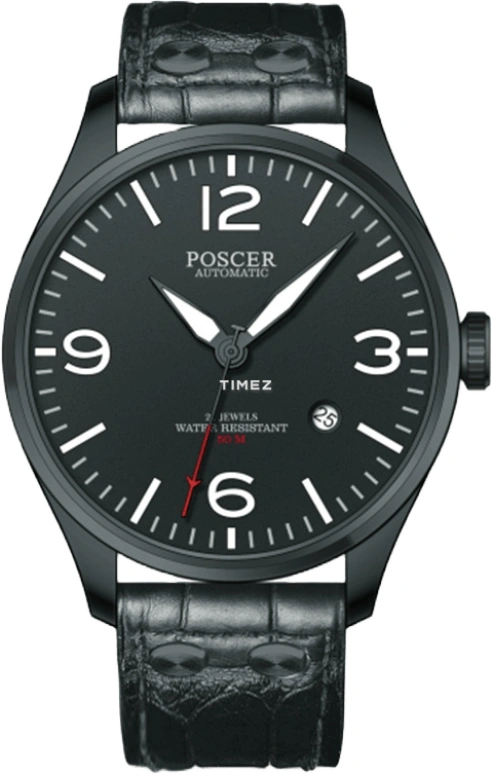 POSCER,Flyer 42mm,42mm,Stainless Steel,Black,Automatic,Day,Sapphire,Glass,P,P.6145M.BBB