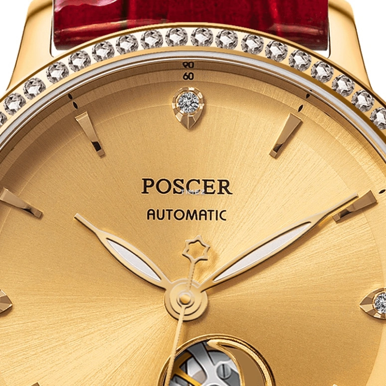 POSCER,Only 32mm,32mm,Stainless Steel,Gold,Automatic,Sapphire,Glass,Round,P,P.6161LK.GEGD