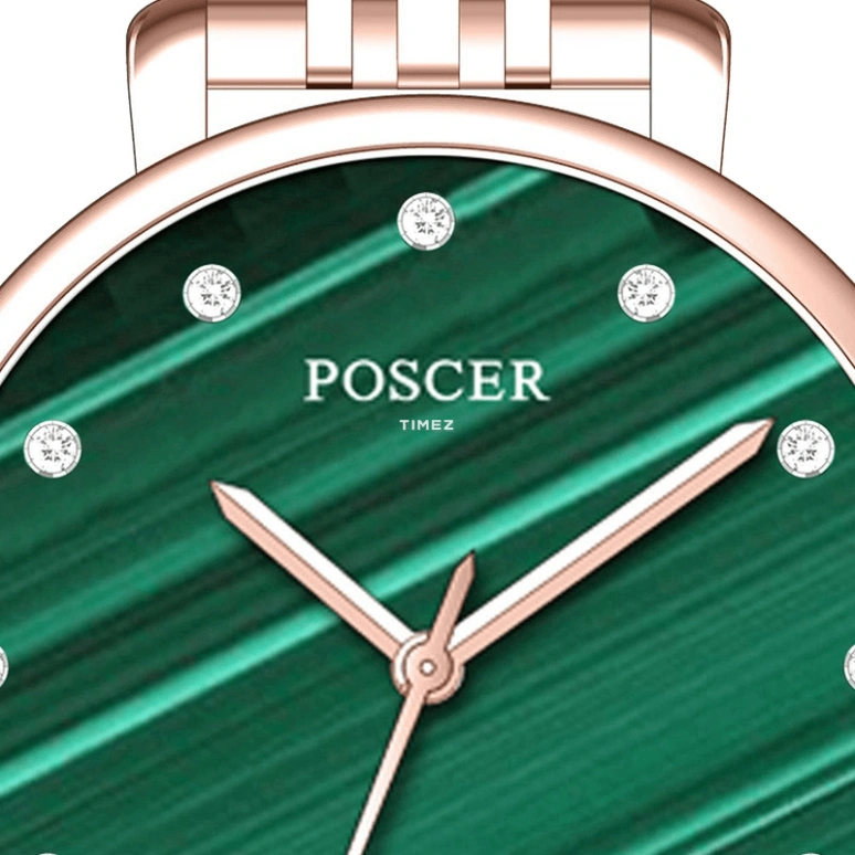 POSCER,Yayun 31mm,31mm,Stainless Steel,Green,Quartz,Day,Sapphire,Glass,P,P.8298L.RRL