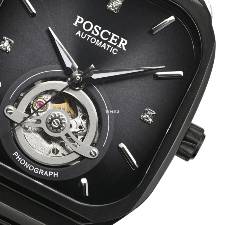 POSCER,Ptime 39x42mm,39x42mm,Stainless Steel,Black,Automatic,Sapphire,Glass,Other,P,P.6228M.BBB