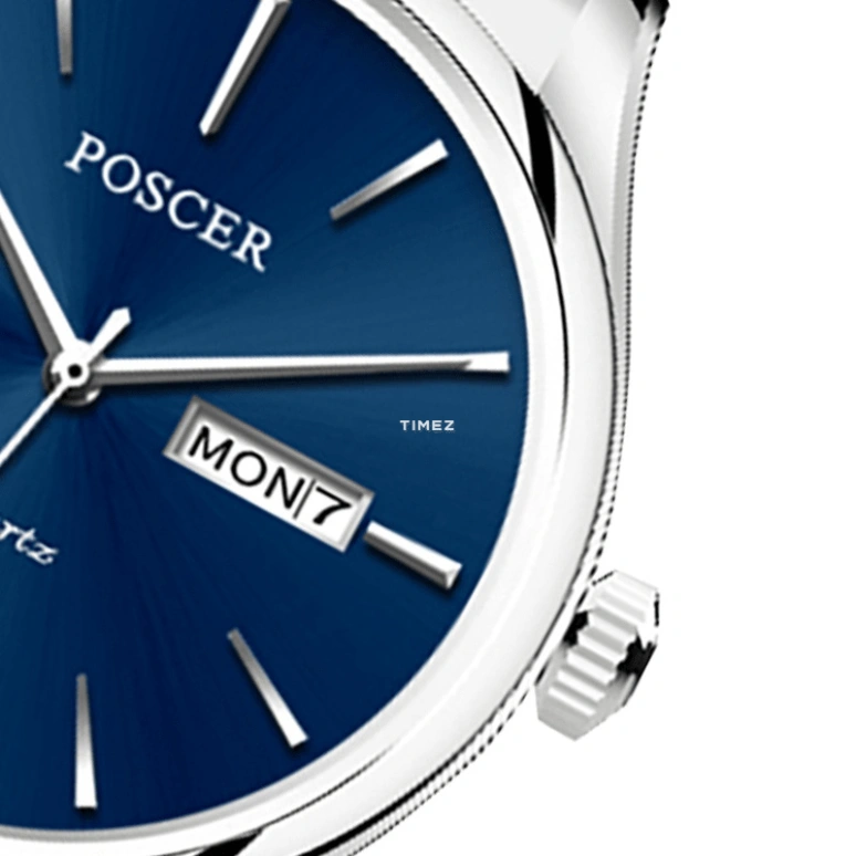 POSCER,classics 29.50mm,29.50mm,Stainless Steel,Blue,Quartz,Date,Day,P,P.8289L.WWU