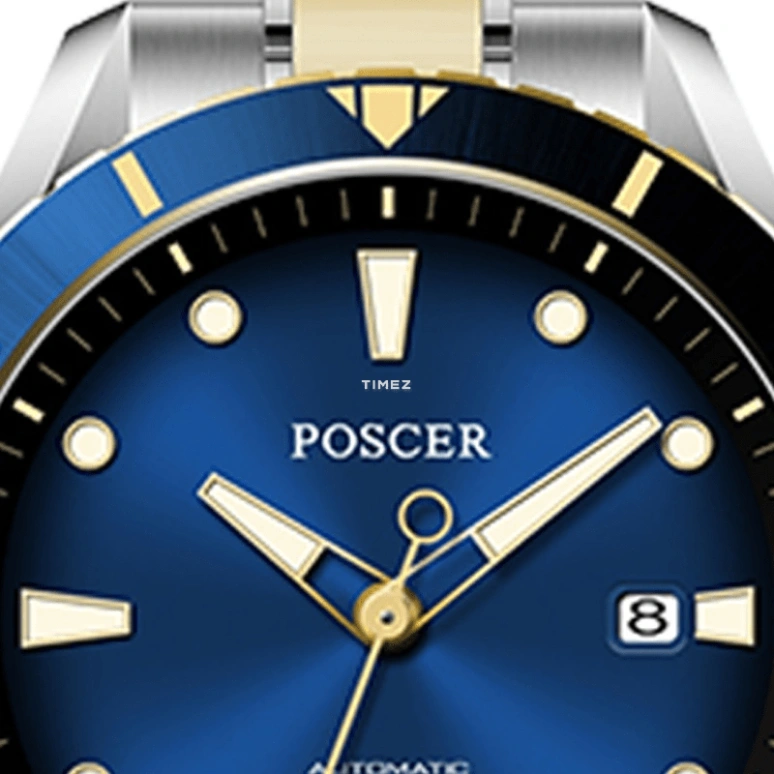 POSCER,Attitude 41.50mm,41.50mm,Stainless Steel,Blue,Automatic,Day,Sapphire,Glass,P,P.6198M.WVU