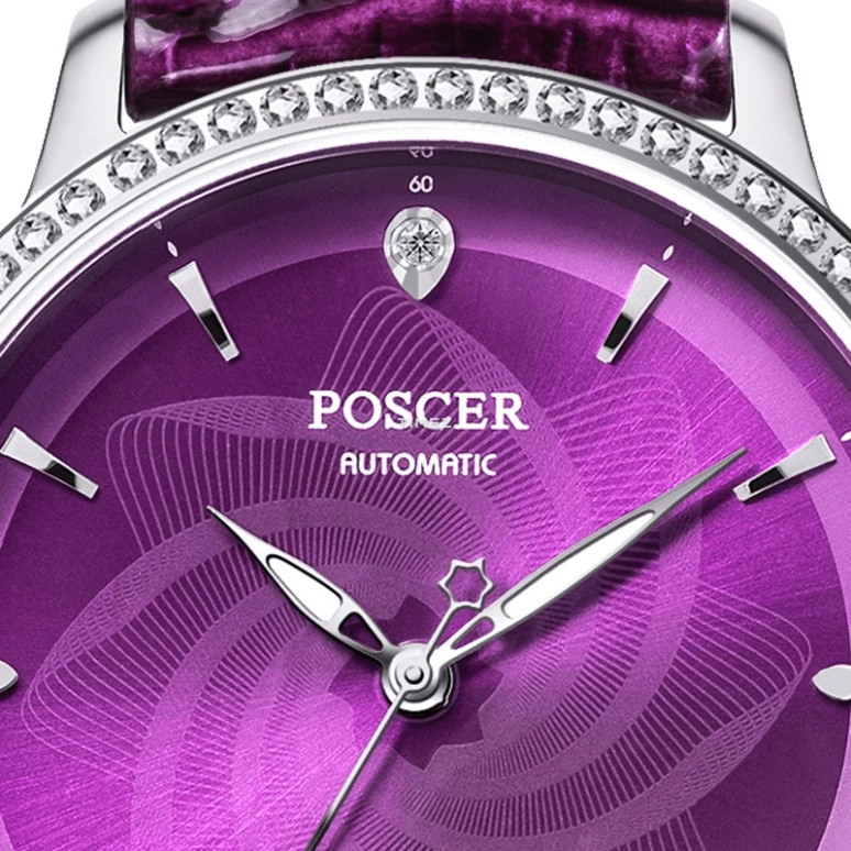 POSCER,Only 32mm,32mm,Stainless Steel,Purple,Automatic,Sapphire,Glass,Round,P,P.6157L.WZZ