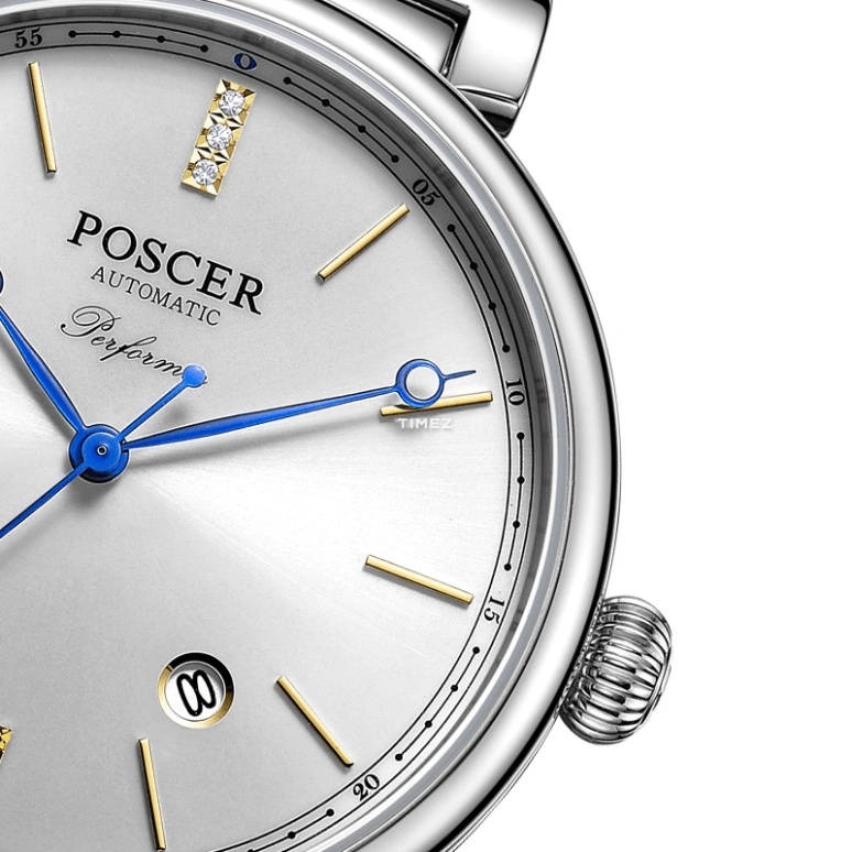 POSCER,Performer 41mm,41mm,Stainless Steel,Silver,Automatic,Day,Sapphire,Glass,P,P.6612M.WWW