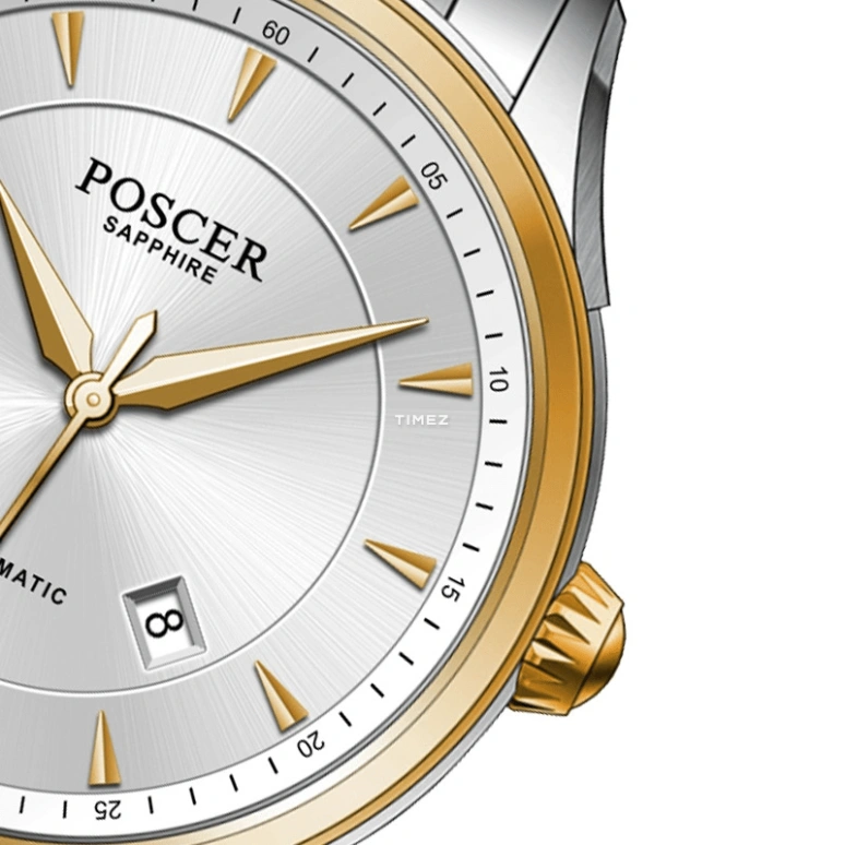 POSCER,Bereente 30.10mm,30.10mm,Stainless Steel,Silver,Automatic,Day,Sapphire,Glass,P,P.6148M.VVW