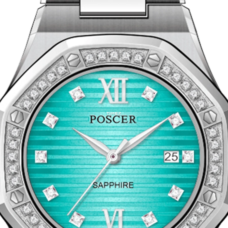 POSCER,Yayun 29mm,29mm,Stainless Steel,Sky Blue,Quartz,Day,Sapphire,Glass,P,P.8315L.WWU