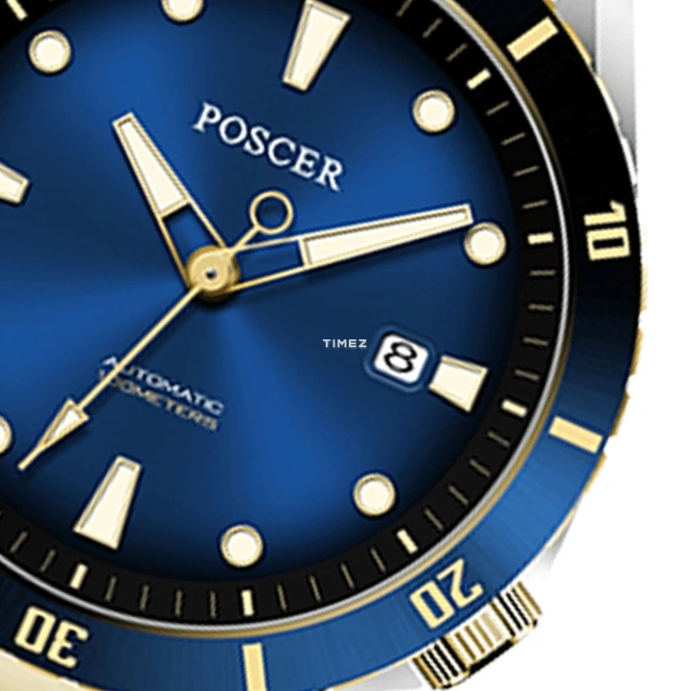 POSCER,Attitude 41.50mm,41.50mm,Stainless Steel,Blue,Automatic,Day,Sapphire,Glass,P,P.6198M.WVU