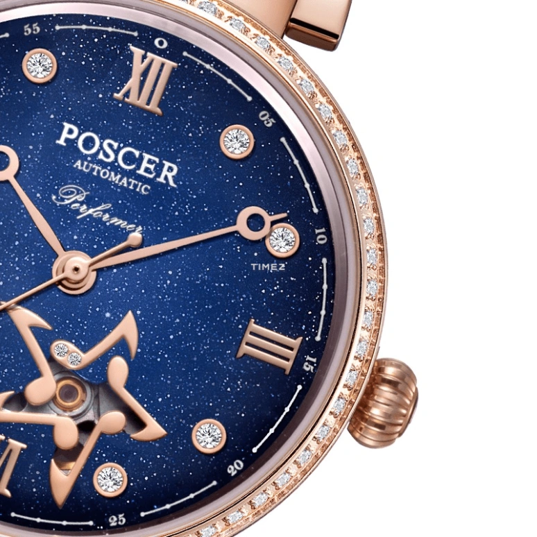 POSCER,Performer 30mm,30mm,Stainless Steel,Blue,Automatic,Sapphire,Glass,Round,P,P.6199L.RRU