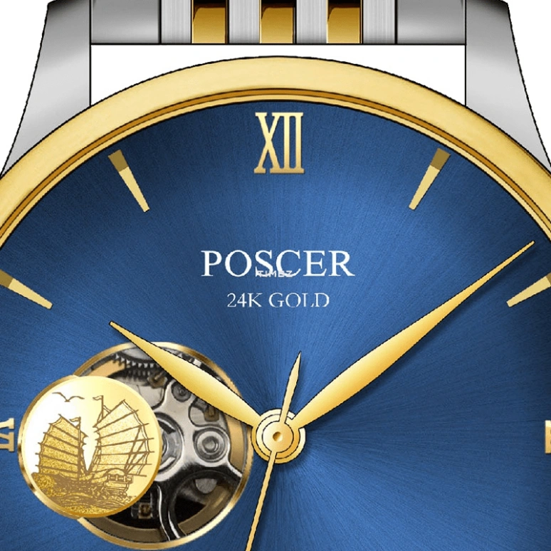 POSCER,Gentleman 40.50mm,40.50mm,Stainless Steel,Blue,Automatic,Sapphire,Glass,Round,P,P.6185MK.VVU