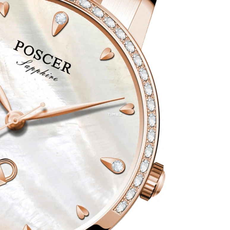 POSCER,Yayun 28.50mm,28.50mm,Stainless Steel,Silver White,Quartz,Sapphire,Glass,Round,P,P.8290L.RRW