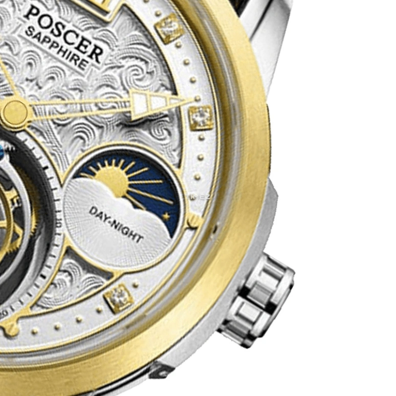 POSCER,Collector 42mm,42mm,Stainless Steel,Silver,Automatic,Tourbillon,Day / Night Indication,P,P.6108M.VFW