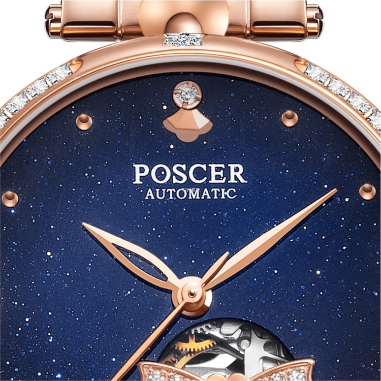 POSCER,Lover's Knot 30.50mm,30.50mm,Stainless Steel,Blue,Automatic,Sapphire,Glass,Round,P,P.6200L.RRUD