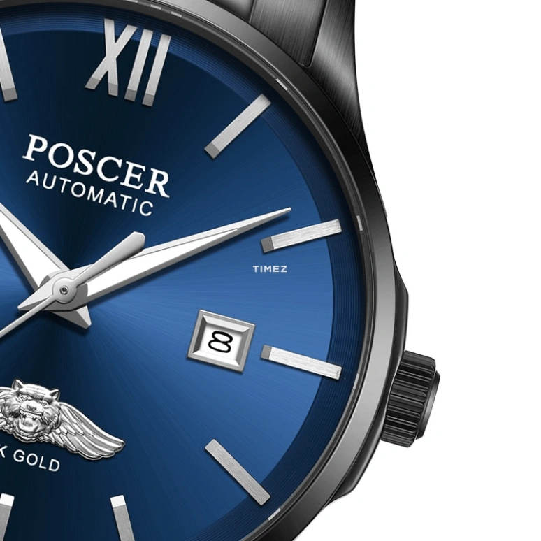 POSCER,Classic of the times 44mm,44mm,Stainless Steel,Blue,Automatic,Day,Sapphire,Glass,P,P.6222MK.BBU