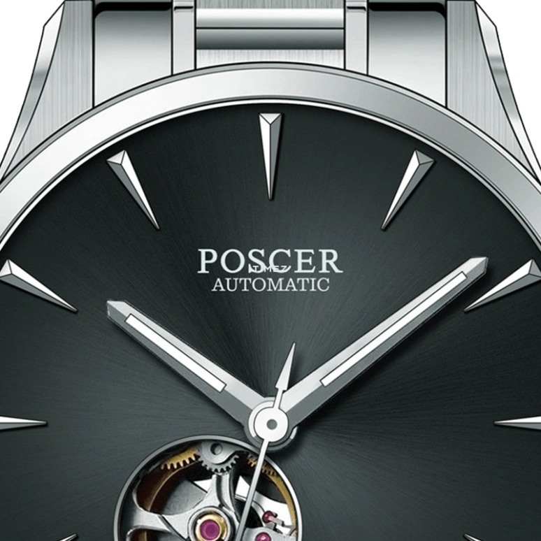 POSCER,classics 42mm,42mm,Stainless Steel,Black,Automatic,Sapphire,Glass,Tonneau,P,P.6150M.WWB