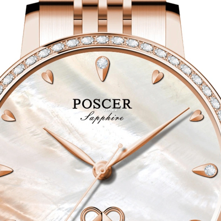 POSCER,Yayun 28.50mm,28.50mm,Stainless Steel,Silver White,Quartz,Sapphire,Glass,Round,P,P.8290L.RRW