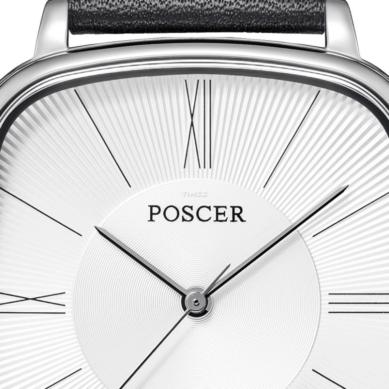POSCER,Simple love 38x36mm,38x36mm,Stainless Steel,Silver White,Quartz,Day,Sapphire,Glass,P,P.8275M.WBW