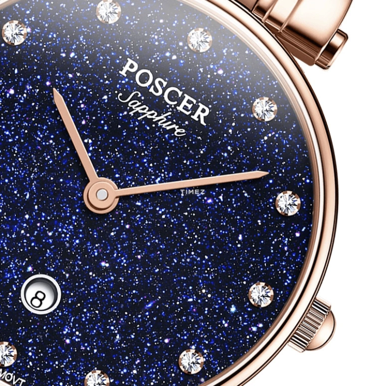 POSCER,Simple love 28.80mm,28.80mm,Stainless Steel,Blue,Quartz,Day,Sapphire,Glass,P,P.8295L.RRU