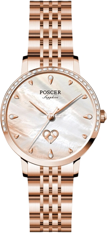 POSCER,Yayun 28.50mm,28.50mm,Stainless Steel,Silver White,Quartz,Sapphire,Glass,Round,P,P.8290L.RRW