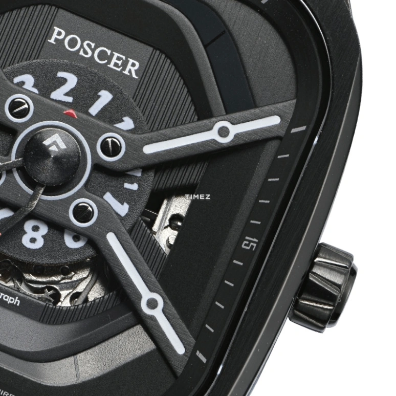 POSCER,Ptime 39x42mm,39x42mm,Stainless Steel,Black,Automatic,Sapphire,Glass,Other,P,P.6227M.BBB
