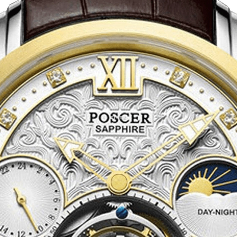 POSCER,Collector 42mm,42mm,Stainless Steel,Silver,Automatic,Tourbillon,Day / Night Indication,P,P.6108M.VFW