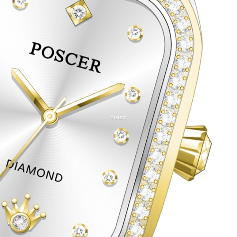POSCER,Coronet 21.50x27.50mm,21.50x27.50mm,Stainless Steel,Silver,Quartz,Sapphire,Glass,Rectangular,P,P.8320L.VVWD