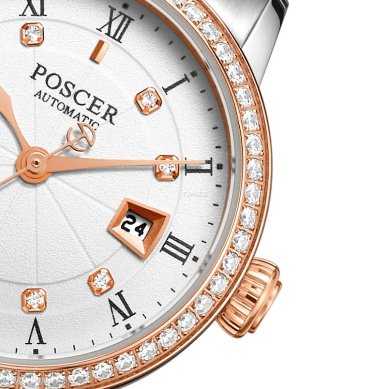 POSCER,Sun moon and stars 28mm,28mm,Stainless Steel,Silver White,Automatic,Day,Sapphire,Glass,P,P.6604L.RRW