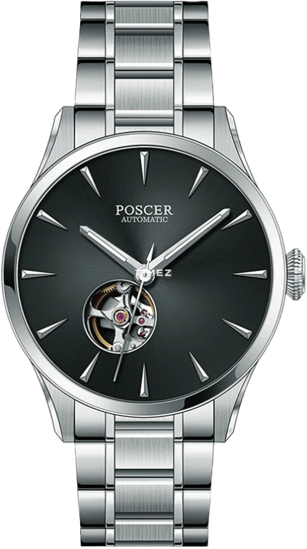 POSCER,classics 42mm,42mm,Stainless Steel,Black,Automatic,Sapphire,Glass,Tonneau,P,P.6150M.WWB