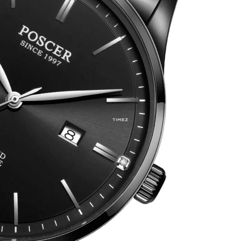 POSCER,Simple love 30mm,30mm,Stainless Steel,Black,Quartz,Day,Sapphire,Glass,P,P.8286L.BBBD