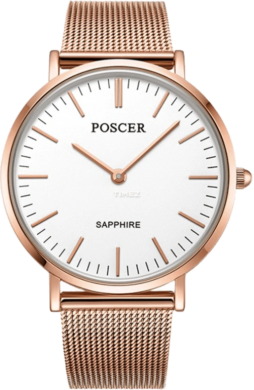 POSCER,To Youth 40.80mm,40.80mm,Stainless Steel,White,Quartz,Sapphire,Glass,Round,P,P.8260M.RRW