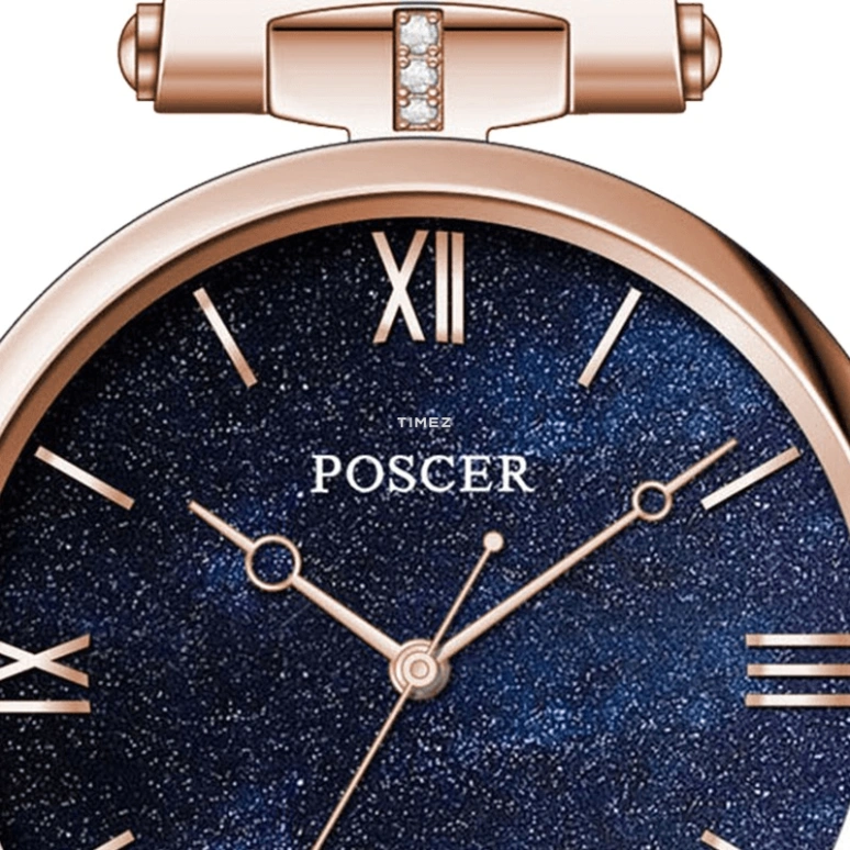POSCER,Yayun 30mm,30mm,Stainless Steel,Blue,Quartz,Sapphire,Glass,Round,P,P.8296L.RRU