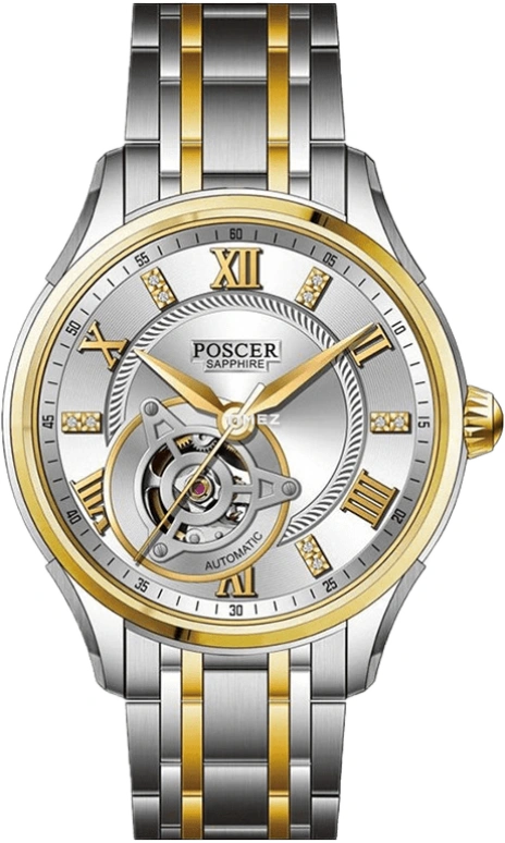 POSCER,Bereente 41mm,41mm,Stainless Steel,Silver,Automatic,Sapphire,Glass,Round,P,P.6085M.VVW