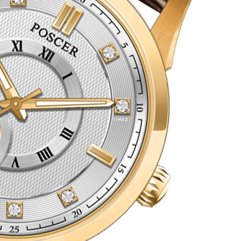 POSCER,Bereente 34mm,34mm,Stainless Steel,Silver,Automatic,Sapphire,Glass,Round,P,P.6080L.GFW