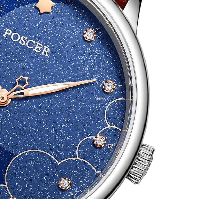 POSCER,Only 32mm,32mm,Stainless Steel,Blue,Quartz,Sapphire,Glass,Round,P,P.8283L.WEU