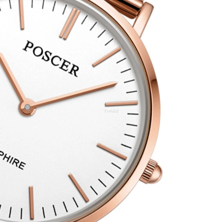 POSCER,To Youth 40.80mm,40.80mm,Stainless Steel,White,Quartz,Sapphire,Glass,Round,P,P.8260M.RRW