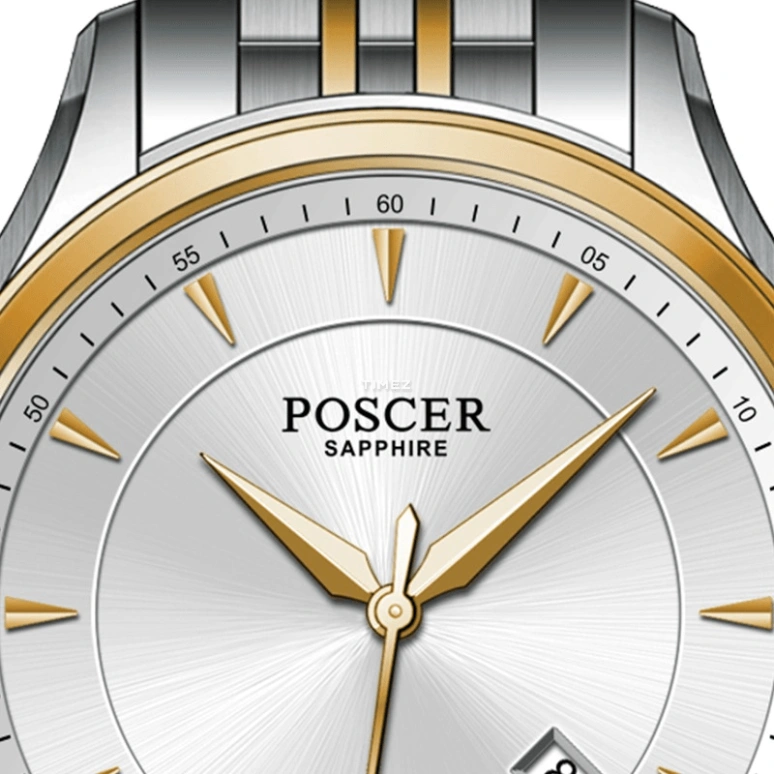 POSCER,Bereente 30.10mm,30.10mm,Stainless Steel,Silver,Automatic,Day,Sapphire,Glass,P,P.6148L.VVW