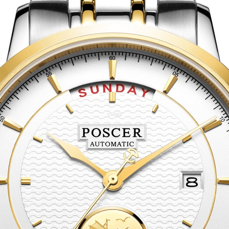 POSCER,Sun moon and stars 41mm,41mm,Stainless Steel,Silver White,Automatic,Date,Day,P,P.6601MK.VVW