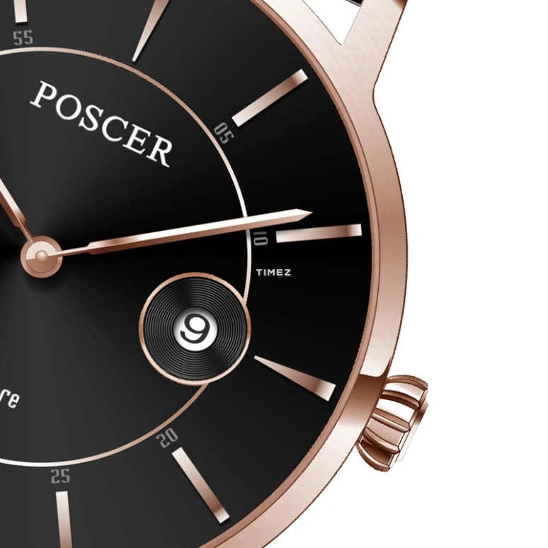 POSCER,To Youth 29.20mm,29.20mm,Stainless Steel,Black,Quartz,Day,Sapphire,Glass,P,P.8293L.RBB