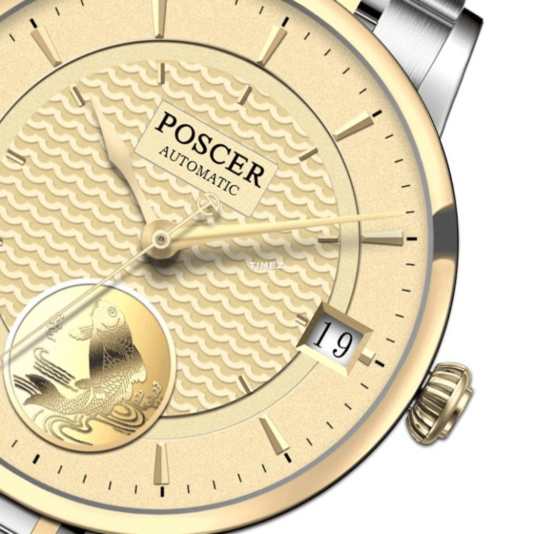 POSCER,Sun moon and stars 28mm,28mm,Stainless Steel,Gold,Automatic,Day,Sapphire,Glass,P,P.6601LK.VVG