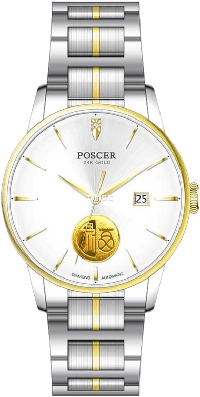 POSCER,Simple love 31.50mm,31.50mm,Stainless Steel,Silver,Automatic,Day,Sapphire,Glass,P,P.6163MK.VVWD