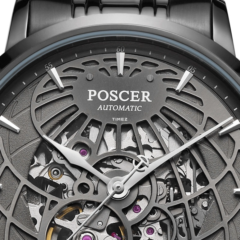 POSCER,Sun moon and stars 41mm,41mm,Stainless Steel,Black,Skeleton,Automatic,Sapphire,Glass,Round,P,P.6605M.BBB